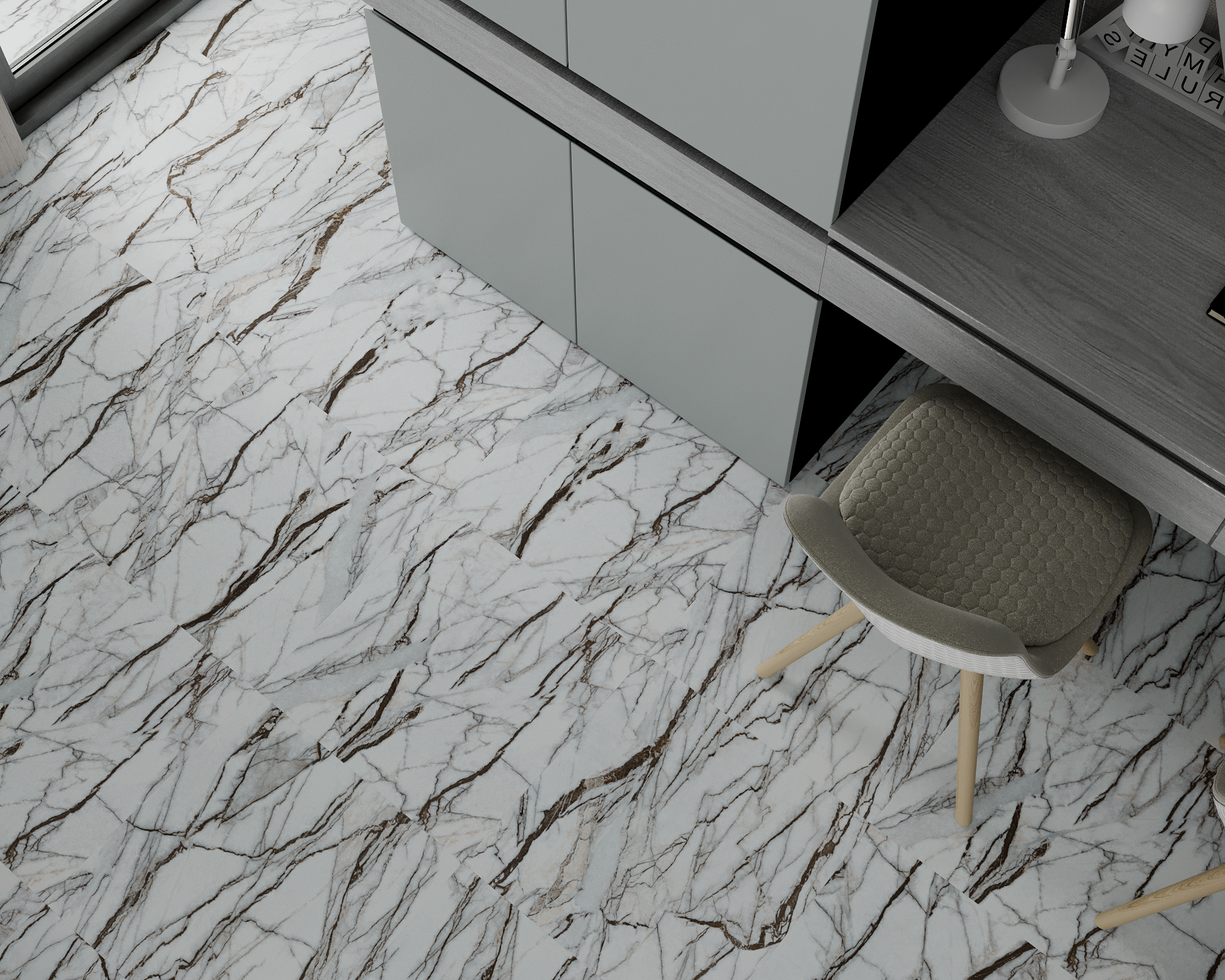 Кварцвиниловая плитка Art East клеевая Art Tile Hit S Мрамор Червеолле 765-ATS 457,2×457,2×2,5 фото в интерьере